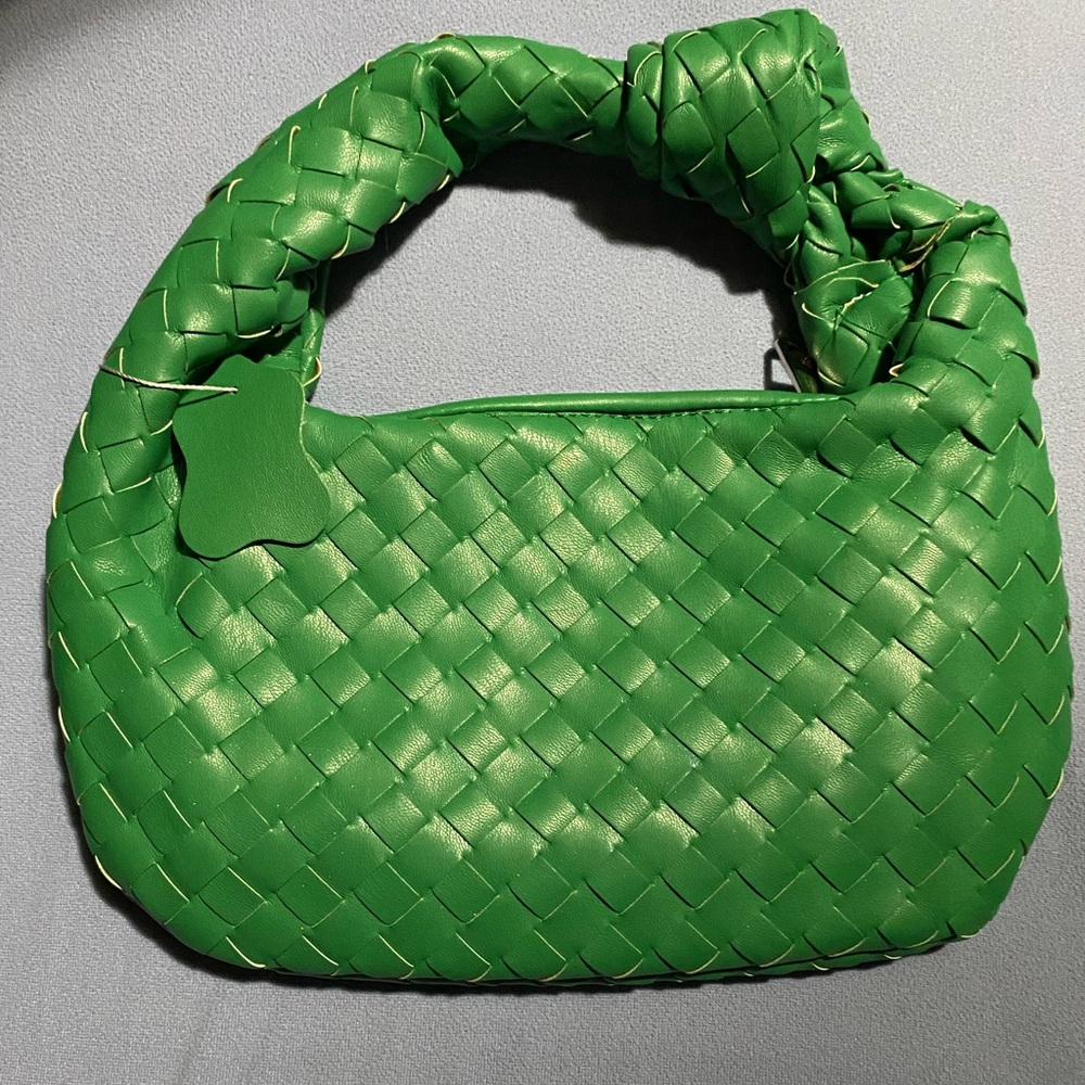 Emerald Green Woven Shoulder Bag